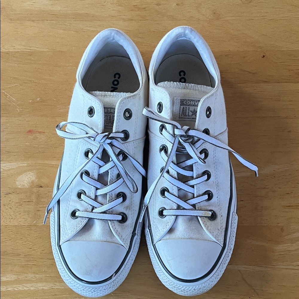 Converse White Low-Top Canvas Sneakers with Black Trim